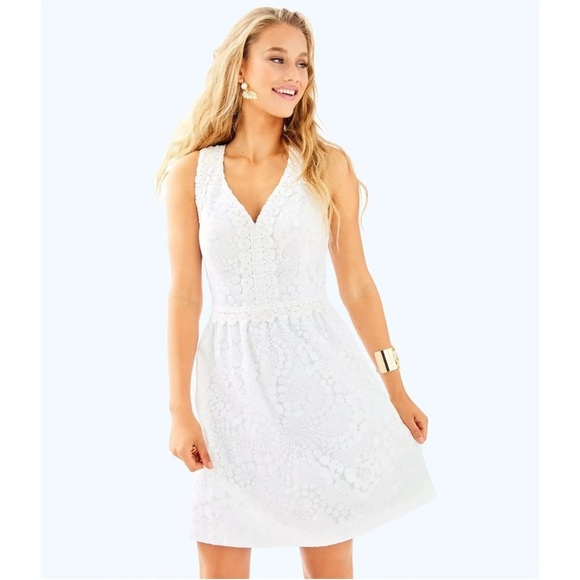 Lilly Pulitzer LITZIA DRESS Resort White Mocean Lace - Picture 2 of 9